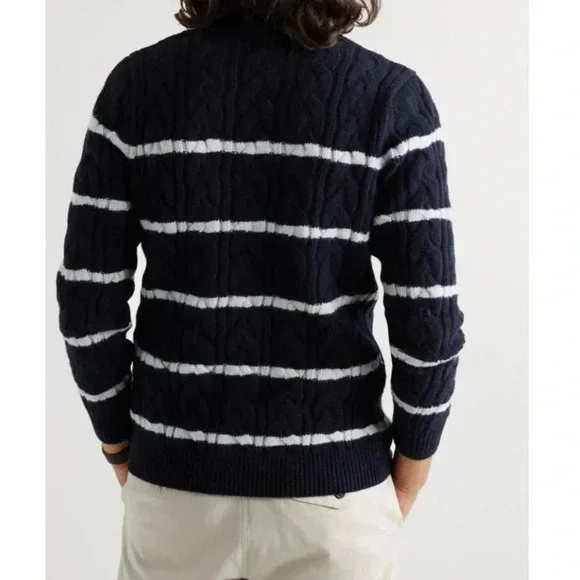 Armor Lux NWT Wool Fisherman Sweater Striped Navy - Picture 3 of 15